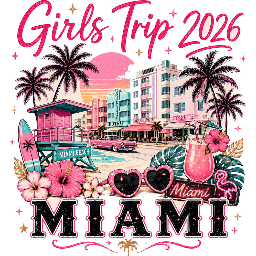 Miami 2026 Girls Trip design artwork close-up