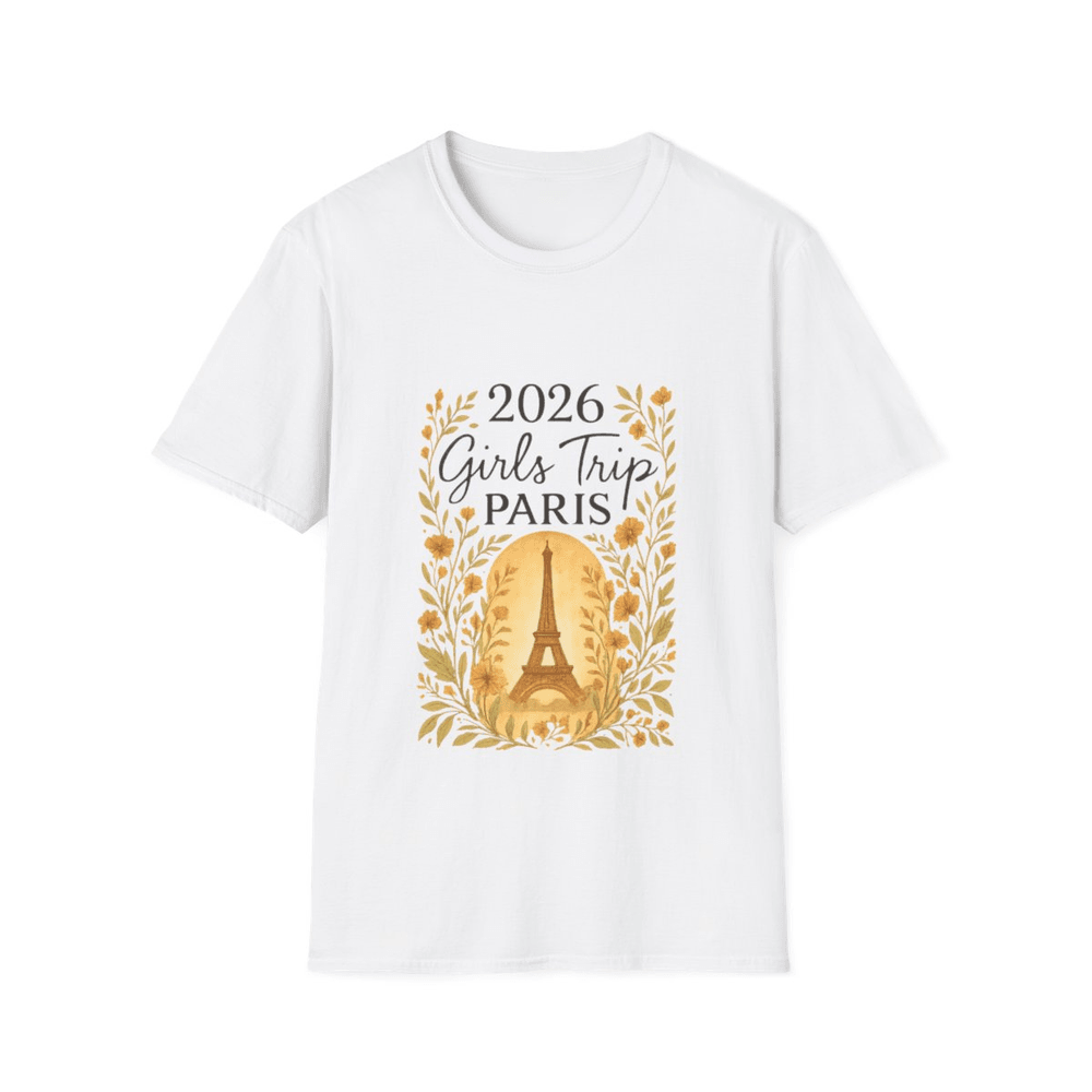 Custom Paris Girls Trip T-Shirt – Boho Floral on a white T-shirt