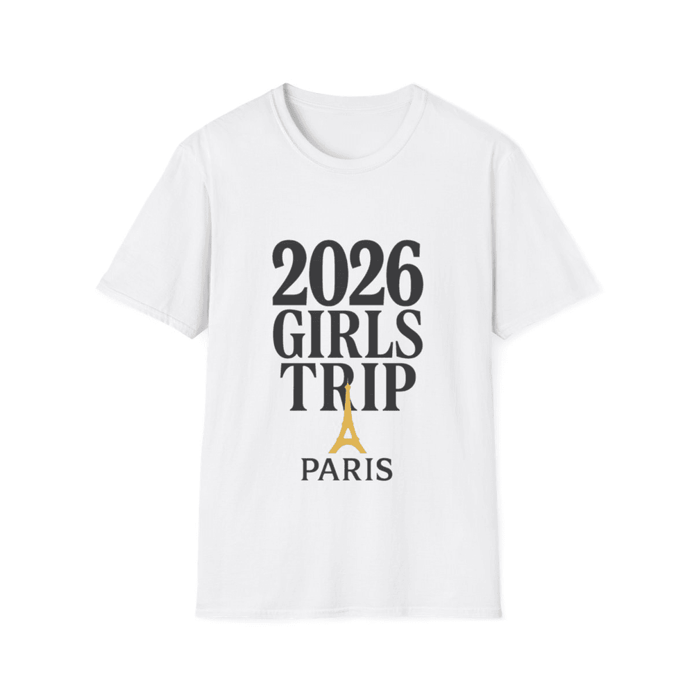 Custom Paris Girls Trip T-Shirt – Bold Typography on a white T-shirt