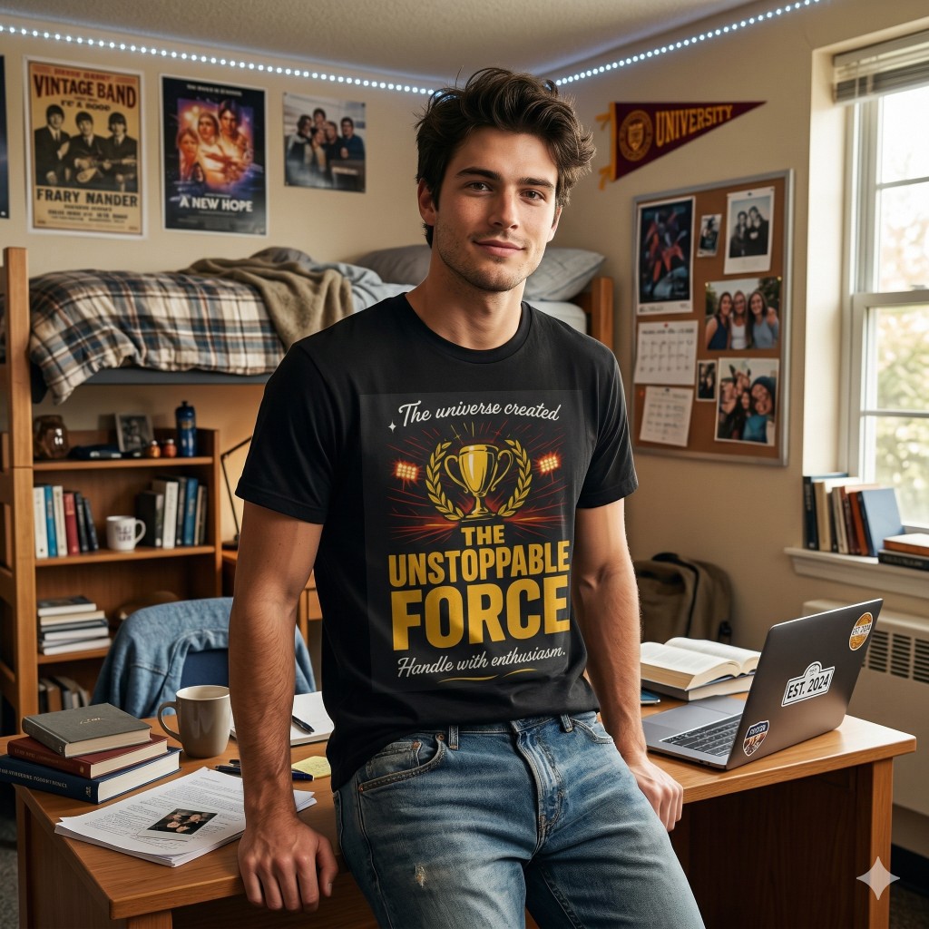 Man wearing a custom city tee